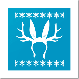 Christmas Burger Antlers - white Posters and Art